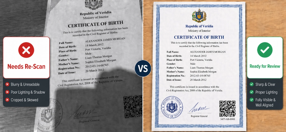 Person reviewing official documents with UAE certified translation checklist before submission
